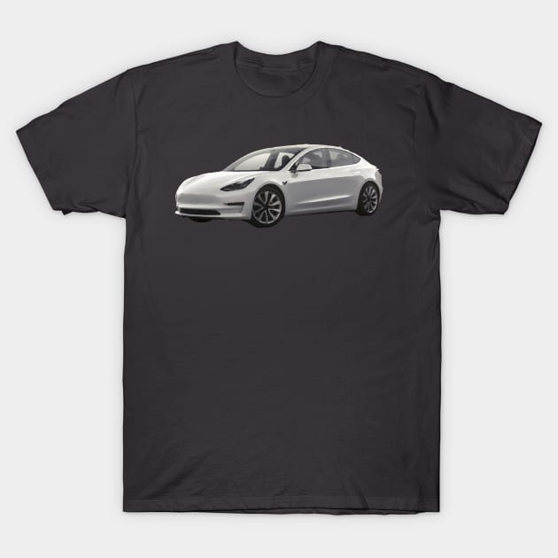 Tesla Model 3 Oil Painting T-Shirt by LazarIndustries